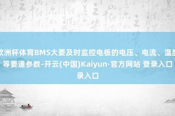 欧洲杯体育BMS大要及时监控电板的电压、电流、温度等要道参数-开云(中国)Kaiyun·官方网站 登录入口