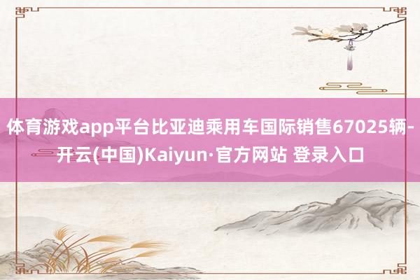 体育游戏app平台比亚迪乘用车国际销售67025辆-开云(中国)Kaiyun·官方网站 登录入口