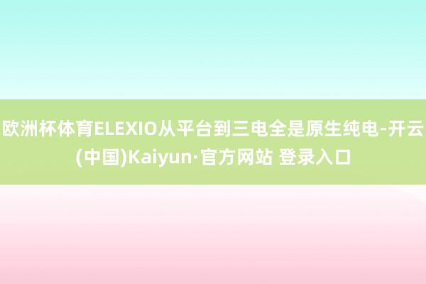 欧洲杯体育ELEXIO从平台到三电全是原生纯电-开云(中国)Kaiyun·官方网站 登录入口