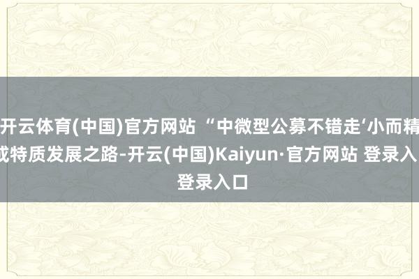 开云体育(中国)官方网站 “中微型公募不错走‘小而精’或特质发展之路-开云(中国)Kaiyun·官方网站 登录入口