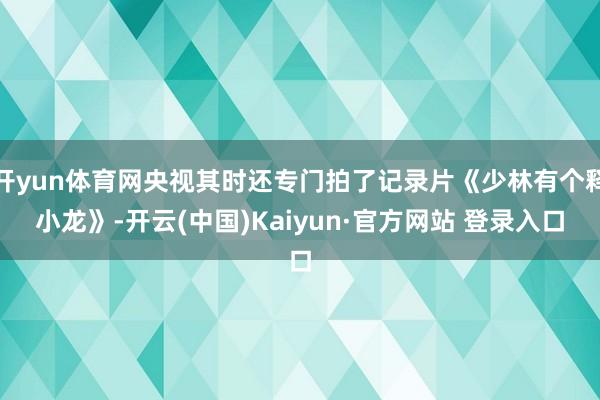 开yun体育网央视其时还专门拍了记录片《少林有个释小龙》-开云(中国)Kaiyun·官方网站 登录入口